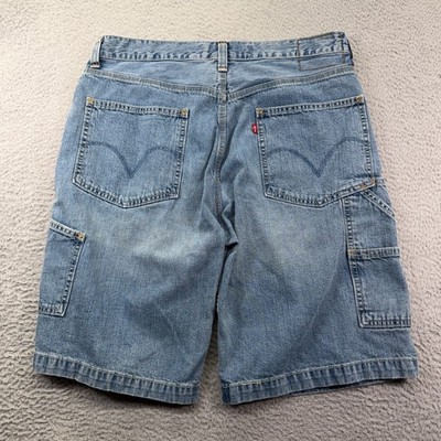 Levis Carpenter Shorts Mens 34 Blue Y2K Baggy Utility Workwear