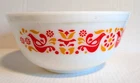 Vintage Pyrex Friendship 403 Mixing Bowl 2 1/2 Qt Milk Glass Red Birds - Mint!