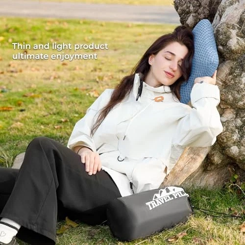 Travel Pillow Memory Foam Pillows, Camping Pillow M-17.7*11.8in Blue
