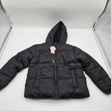 SWISS TECH Kids Puffer Jacket Black SOOT L 10-12 Hooded Warming Pockets