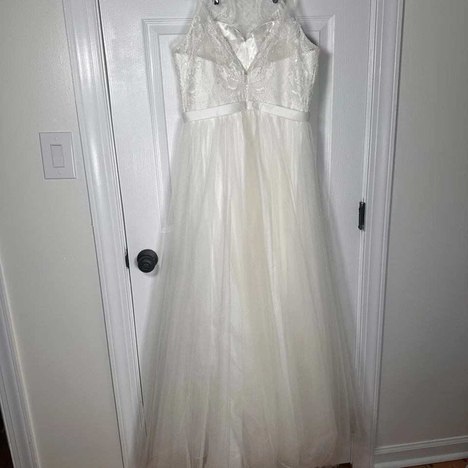 Wedding Dress Madison James White Bridal Gown Size 14 - Image 4 of 4