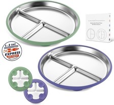 Plato de acero inoxidable para ni os con ventosa, platos divididos de 9''