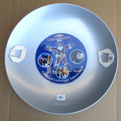 Slippery Racer Christmas Vacation Griswold Metal Snow Saucer Disc Sled Handles