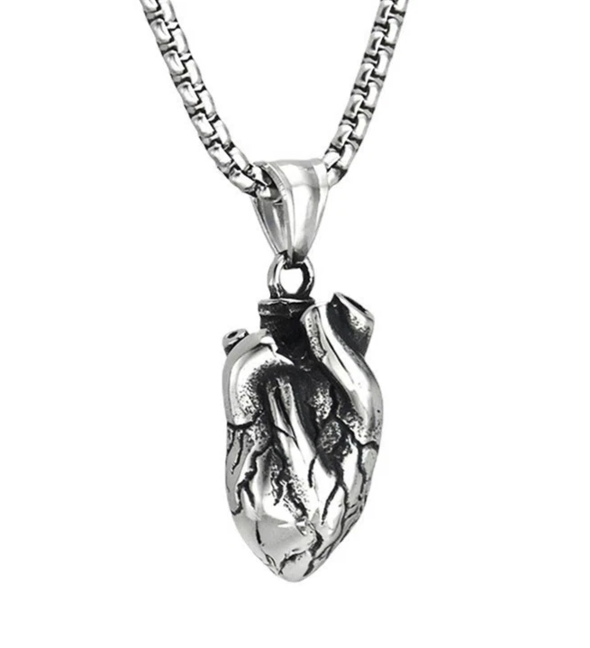 TEAMER Anello a forma di Cuore Anatomico Scavato Anello di Anatomia Anello in Acciaio Inossidabile Moda Biologia Medica Gioielli per Medico Infermiere Donna Uomo (Argento, Diameter 7mm