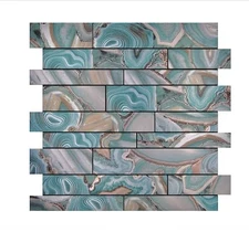 Kieacia 10 Sheet Peel And Stick Kitchen Backsplash Tiles Green Onyx PVC