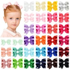 58Pcs 3 Inches Grosgrain Ribbon Pinwheel Hair Bows Alligator Clips Hair