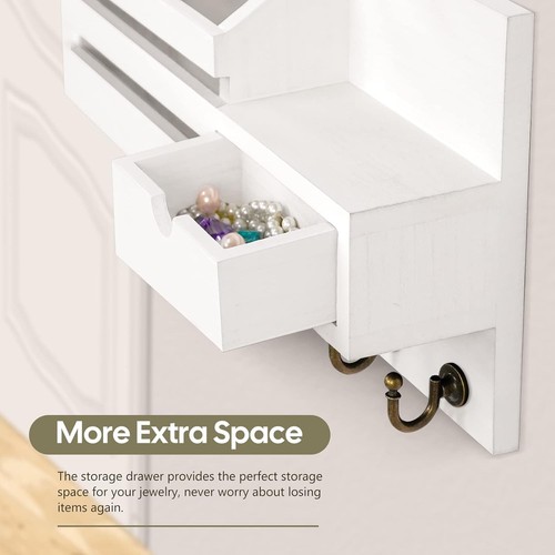 Key and Mail Holder For Wall, Organizer Wall Mount with 6 Hooks A-White - Picture 4 of 7