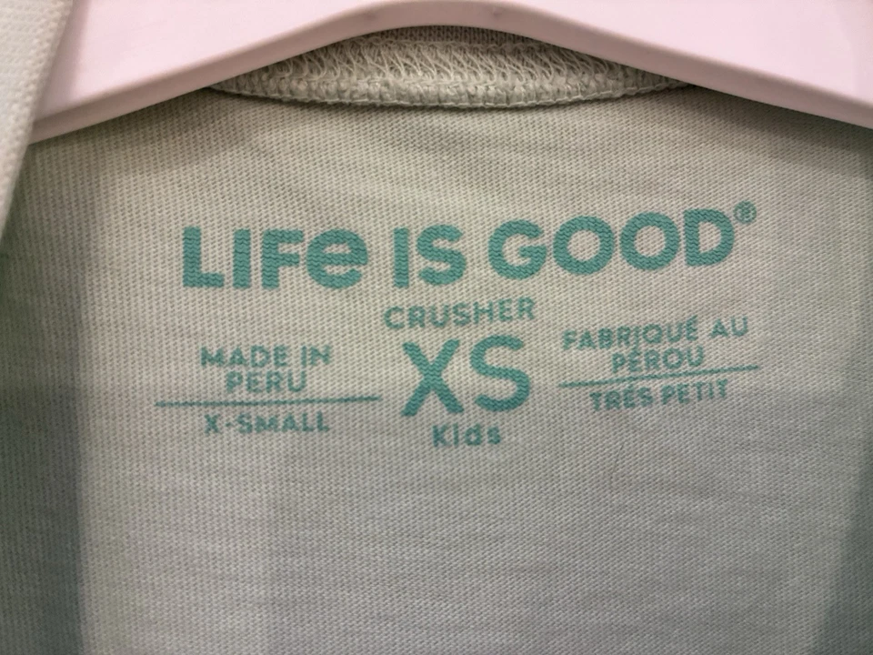 Camisa trituradora Life Is Good Kids niños robots 100 % algodón manga corta verde tendido XS Foto 2 de 4