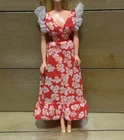 VINTAGE MOD BARBIE CLOTHES - FIREWORKS FASHION DRESS #9805 - RED FLOWERS