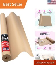 48" x 200' 2400" Brown Kraft Paper Roll - Made - Versatile for Different Art...
