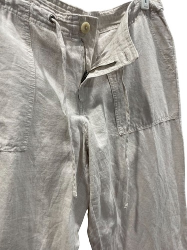 Gap Wide Leg Linen Pant Trouser 12 Beige Flax Casual Resort Lounge Comfy Coastal - Picture 3 of 11