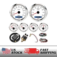 RT7 6 Gauge Set Speedometer Tachometer 120MPH 8000RPM 7 Color Filter Waterproof
