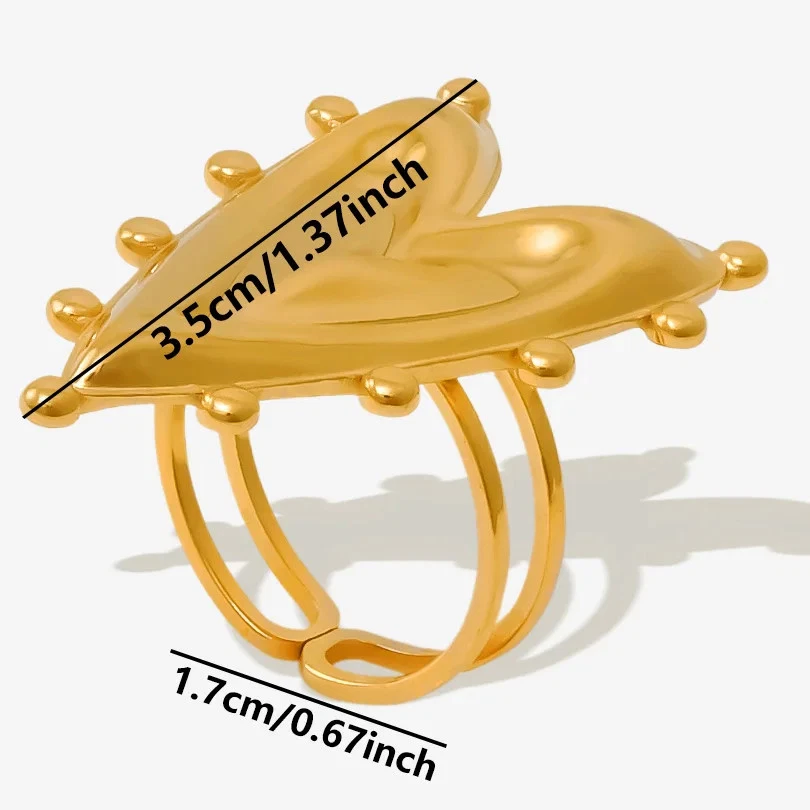 Anillos Corazón Acero Inoxidable Abiertos Ajustables Vintage Punk Unisex Joyería Foto 3 de 4