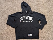 SUPREME HOODED SWEATSHIRT SIZE LARGE CHAMPION BLACK