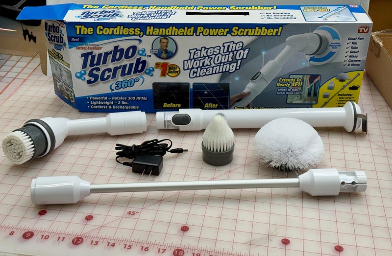 Turbo Scrub 360 Power Scrubber with Extension Handle New Open Box