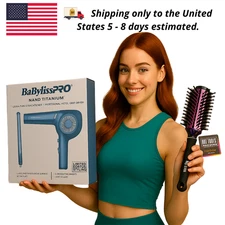 BaBylissPRO Nano Titanium Dryer + 1" Flat Iron Set + 2 FREE Brushes