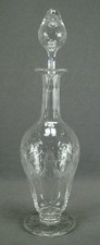 Stevens & Williams Intaglio Engraved Floral Scrollwork & Arches Glass Decanter