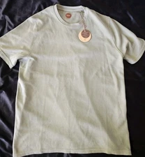 Common People Mens Ottoman T-Shirt Men' Large Olive Green S/S raised rib texture