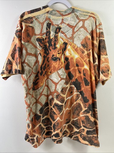 T-shirt vintage AOP girafe taille XXL 2XL nature imprimé partout fruit du métier à tisser - Photo 2/13