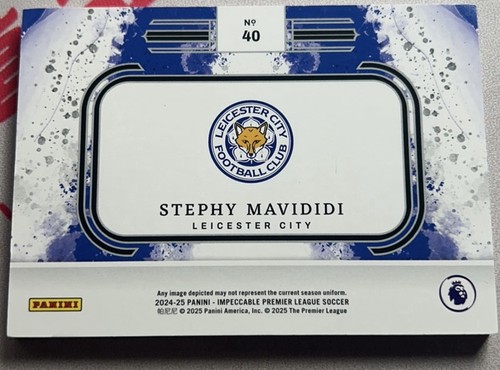 2024-25 Panini Impeccable Stephy Mavididi Silver Bar Leister City /39 RC - Picture 2 of 2