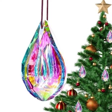 Colorful Pipa Longan Crystal Glass Prism Hanging Light Catcher Rainbow Pendant