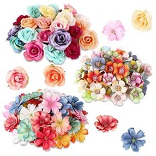 160 Pcs Faux Flower Heads Mini Artificial Flower Heads Fake Peony Daisy Rose