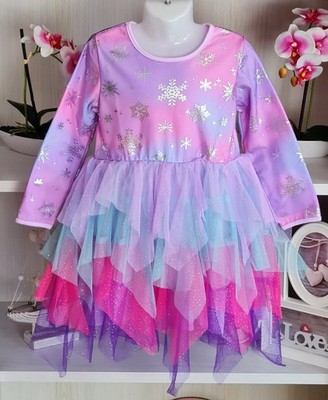 Kids Girls Long Sleeve Tulle Dress Size 128 -7/8y Years Party Birthday Tututut Dress