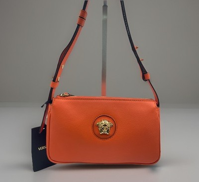 Versace bagLa Medusa Shoulder Calf Leather Purse Pumpkin Authentic $925 HOT DEAL