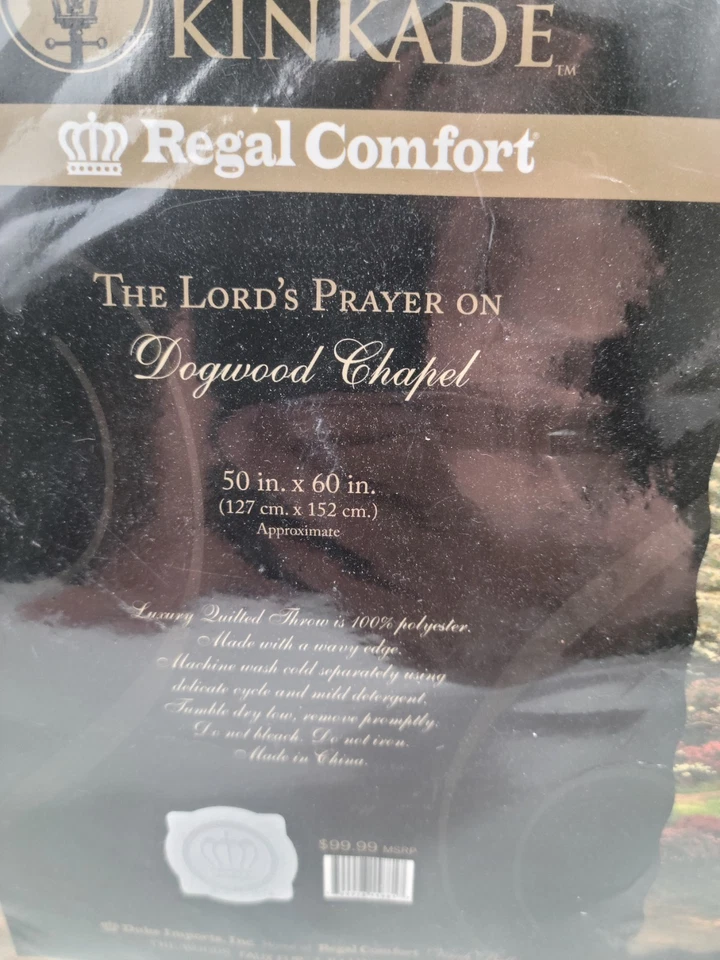 THE LORDS PRAYER THOMAS KINKADE QUILTED THROW BLANKET ON DOGWOOD CHAPEL 50x60 - Image 4 of 4