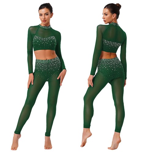 Damen Outfits Yoga Romper Playsuit Tanzkleidung Langarm Glitzer Hohe Taille - Picture 43 of 95