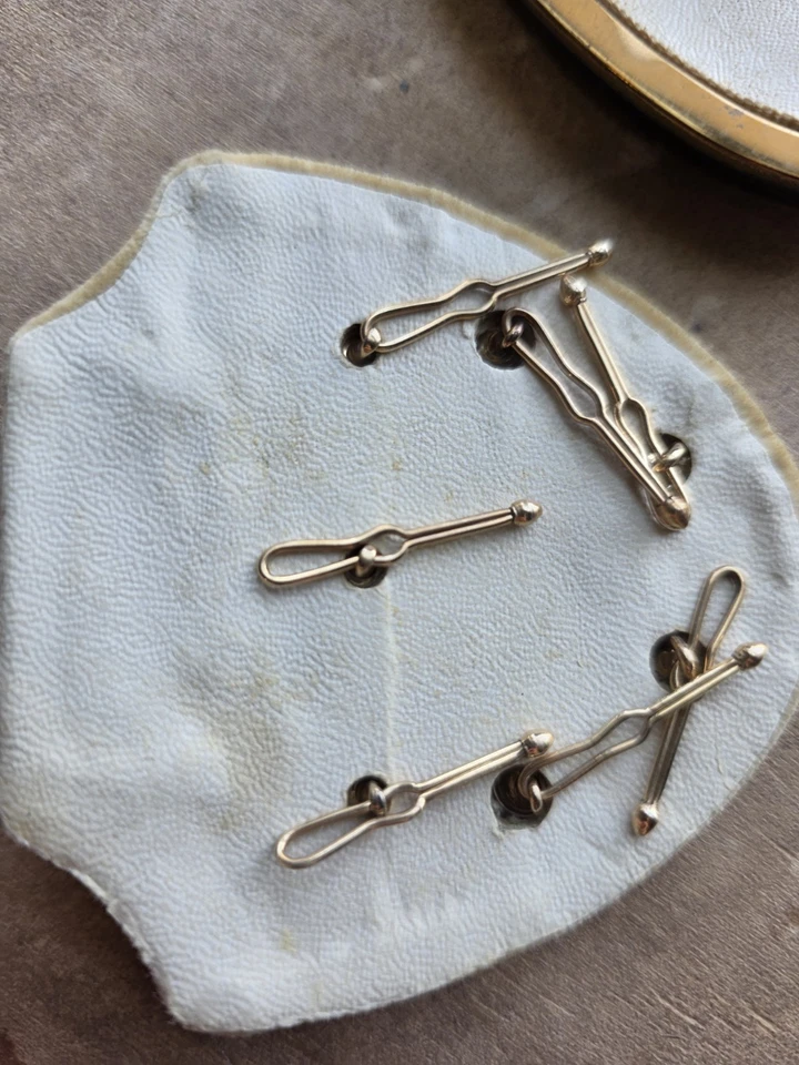 Juego de gemelos y tachuelas vintage Krementz de 9 piezas madreperla Art Deco Foto 4 de 4