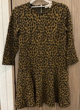 Loft Ann Taylor Womens Long Sleeve Animal Print ZIP Back Short Dress Size XS