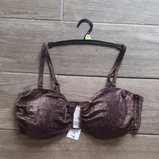 Tesco Women?s Bikini Top Size 22 Plus Brown Glitter Bandeau Strap
