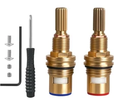 Brass 1-001 & Brass 1-002 Ceramic Valve Cartridge Set, Replacement Hot Widesp...