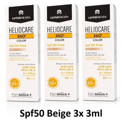 Heliocare 360° Farbgel ölfrei LSF 50+ beige Sonnencreme 3er Pack