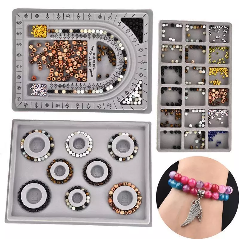 Flocked Bead Board Beaded Jewelry Making Measuring Tool DIY Bracelet Necklace - Image 2 of 4