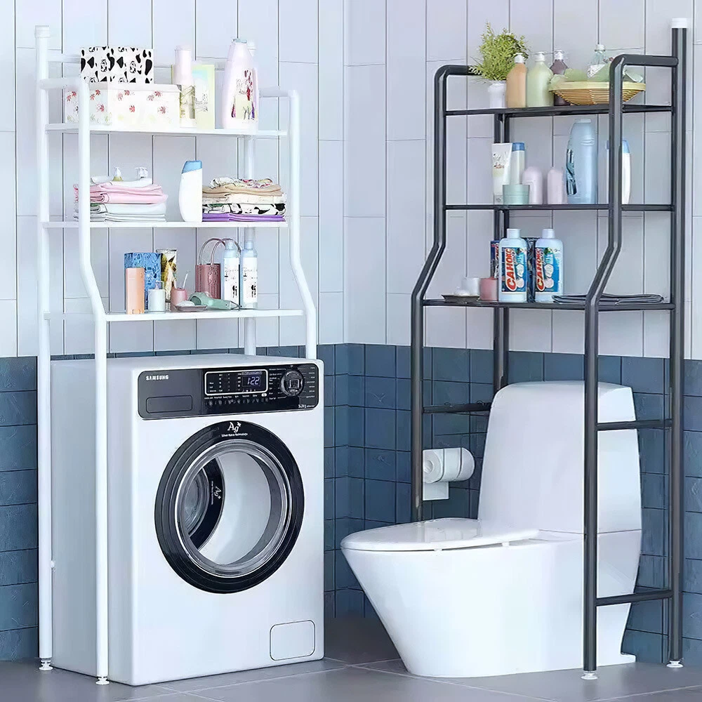 3 Tier Over Toilet Storage Rack Bathroom Laundry Washing Machine Shelf Organizer - Picture 1 of 16
