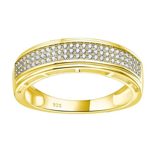 1.8Ct Round Lab-Created Diamond Men Anniversary Band Ring 14k Yellow Gold Plated