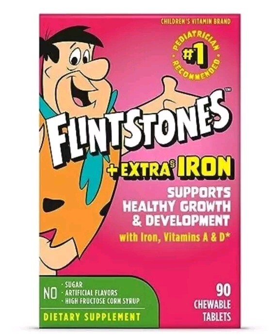 FLINTSTONES Children's Vitamin + Extra Iron 90 Chewable Tablets 1/2026