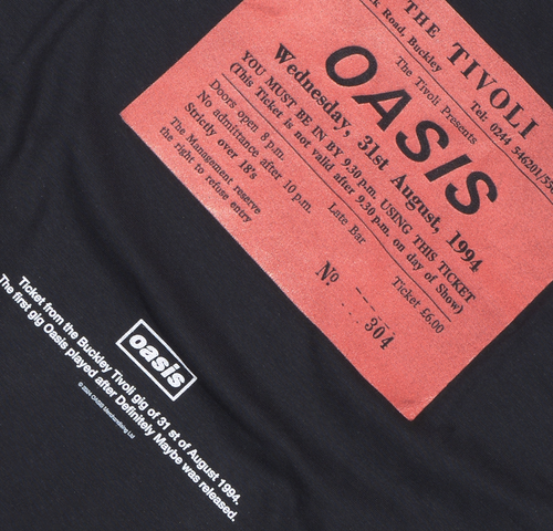 Camiseta Oficial Oasis Definitely Maybe Ticket Stub Reunion Tour 2025 Nueva Negra - Imagen 9 de 31