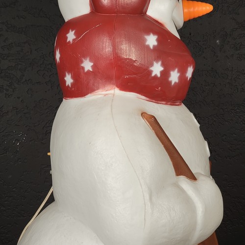 40" Empire Christmas Snowman W/ Pipe, Broom, & Stars Scarf Lighted Blow Mold VTG - Picture 23 of 24
