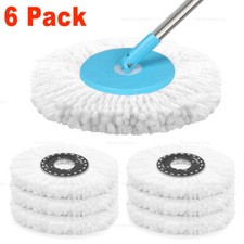 6 Pack Replacement Microfiber Mop Head Easy Cleaning Wring Refill for Spin Mop