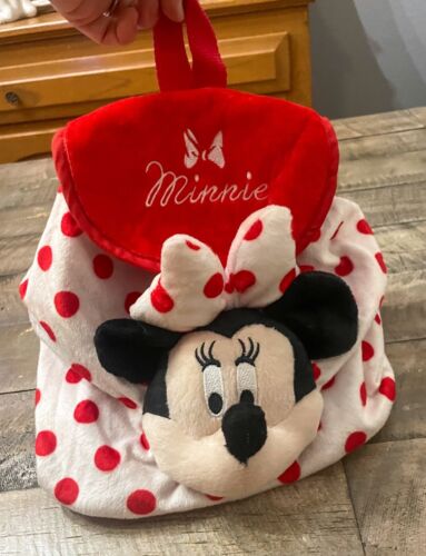Minnie Mouse Plush Mini Backpack White & Red Spots Disney Grupo Ruz - Picture 1 of 12
