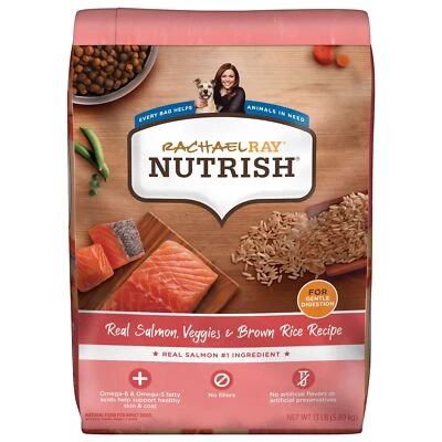 RACHAEL RAY NUTRISH Nutrish Rachael Ray Real Salmon, Veggies & Brown Rice Recipe Dry Dog Food, 13...