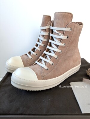 RICK OWENS 1/1 UNRELEASED LEATHER RAMONES HIGH SNEAKER SS18 (DARKFLESH 42)