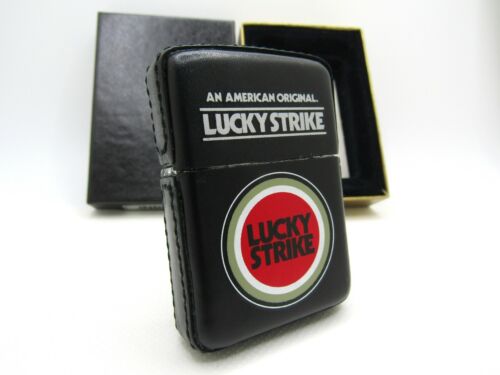 Lucky Strike Black Leather ZIPPO 1999 MIB Rare