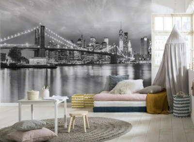BIG size New York Brooklyn Bridge black photo wallpaper wall mural adult teen