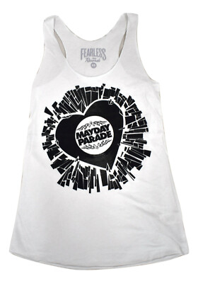 Mayday Parade Juniors Record Heart White Tank Top Shirt New XS, S, M, XL