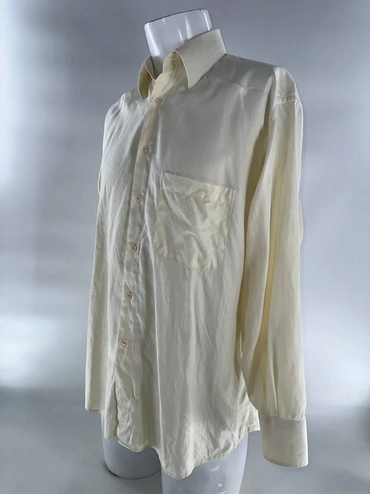 Fratelli Moda Men Button-Up Shirt 15.5/31.5 Cream Cotton Made Italy YGI I4-142 - Image 4 of 4