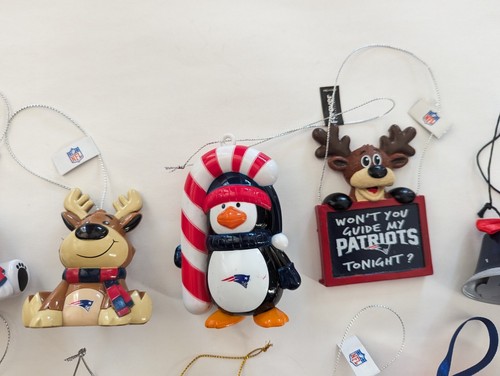 New England Patriots Christmas Ornament Lot Forever Collectibles NFL Moose Bear - Picture 3 of 7